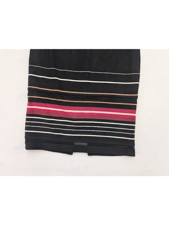 White House Black Market Women's Skirt Size 2 Black Stripe Stretch Knit Pencil - Picture 3 of 15